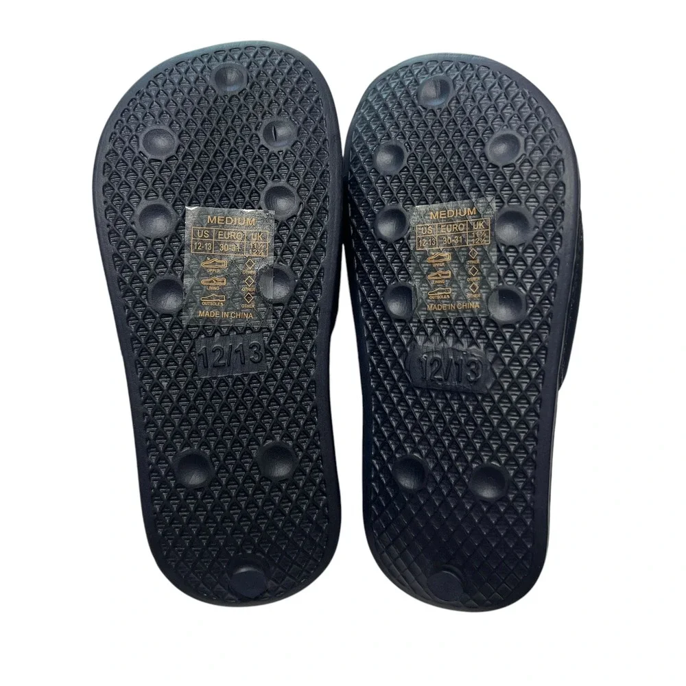 Youth Boys Shark Slides Big Lots Navy Combo Sandals Size 12/13‎ Pool Summer